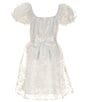 Color:White/White - Image 2 - Big Girls 7-16 Bubble Sleeve Burnout Organza Dress