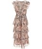 Allison & Kelly Big Girls Flutter-Sleeve Floral-Printed Metallic Jacquard Long Dress, Color:Blush/Black - Image 2