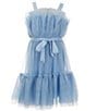 Color:Baby Blue - Image 1 - Big Girls 7-16 Glitter Tulle Tiered Dress