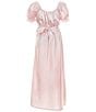 Color:Ballerina Pink - Image 2 - Big Girls 7-16 Puffed-Sleeve Cross-Front-Detailed Long Satin Dress