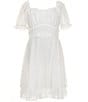 Allison & Kelly Big Girls 7-16 Puffed-Sleeve Floral Lace Fit & Flare Dress, Color:White - Image 1