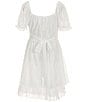 Allison & Kelly Big Girls 7-16 Puffed-Sleeve Floral Lace Fit & Flare Dress, Color:White - Image 2