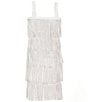 Color:White - Image 2 - Big Girls 7-16 Rhinestone-Embellished Fringed Sheath Dress
