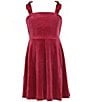 Allison & Kelly Big Girls Shoulder Tie Velvet Glitter Dress, Color:Scarlet - Image 1