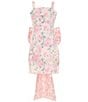 Allison & Kelly Big Girls Sleeveless Floral Printed Taffeta Bow-Back Dress, Color:Blush/Pink - Image 1