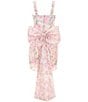 Allison & Kelly Big Girls Sleeveless Floral Printed Taffeta Bow-Back Dress, Color:Blush/Pink - Image 2