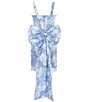 Allison & Kelly Big Girls Sleeveless Floral-Toile-Printed Bow-Back Dress, Color:Denim/White - Image 2