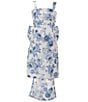 Allison & Kelly Big Girls Sleeveless Floral-Toile-Printed Bow-Back Dress, Color:Ivory/Blue - Image 1