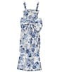 Allison & Kelly Big Girls Sleeveless Floral-Toile-Printed Bow-Back Dress, Color:Ivory/Blue - Image 2