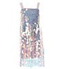 Color:Pink/Blue - Image 1 - Big Girls 7-16 Sleeveless Paillette Sequin Embellished Shift Dress