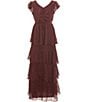 Allison & Kelly Big Girls Flutter-Sleeve Solid Satin Ruffle-Tier Dress - Image 1