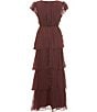 Allison & Kelly Big Girls Flutter-Sleeve Solid Satin Ruffle-Tier Dress - Image 2