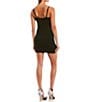 Color:Black - Image 2 - Corset Faux Fur Trim Notched Hem Mini Dress