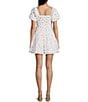 Allison & Kelly Ditsy Floral Print Sweetheart Neck Short Puff Sleeve Corset Dress, Color:White/Pink - Image 2