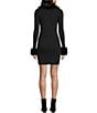 Allison & Kelly Removable Faux Fur Trim Collared Long Sleeve Button Front Dress, Color:Black - Image 2