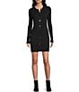 Allison & Kelly Removable Faux Fur Trim Collared Long Sleeve Button Front Dress, Color:Black - Image 3
