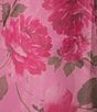 Color:Pink/Fuchsia - Image 3 - Floral Print 3/4 Sleeve Organza Mini Dress