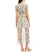 Color:Lilac/Ivory - Image 2 - Floral Print Ruffle Trim Short Sleeve Front Slit Dress
