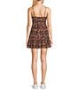 Color:Brown/Black - Image 2 - Floral Print Tiered Slip Mini Dress