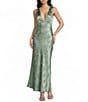 Allison & Kelly Floral Printed Jacquard V-Neck Drape Back Dress - Image 1