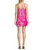 Color:Hot Pink - Image 2 - Fringe Layered Sequin Fringe Mini Dress