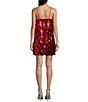 Color:Red - Image 2 - Fringe Layered Sequin Fringe Mini Dress