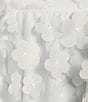 Color:White - Image 4 - Glitter 3/4 Sleeve 3D Floral Print Babydoll Mini Dress