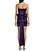 Allison & Kelly Glitter Satin Strapless Bow Back Dress - Image 3