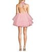 Color:Light Pink - Image 2 - Halter Neck Bow Back Tulle Fit & Flare Mini Dress