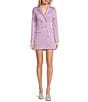 Color:Lavender - Image 1 - Long Sleeve Notched Collar Button Up Double Breasted Mini Dress