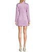 Color:Lavender - Image 2 - Long Sleeve Notched Collar Button Up Double Breasted Mini Dress