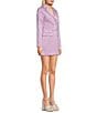 Color:Lavender - Image 3 - Long Sleeve Notched Collar Button Up Double Breasted Mini Dress