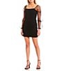 Color:Black - Image 3 - Long Sleeve Peasant Pearl Square Neck Pull-On Dress