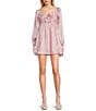 Color:Blush - Image 1 - Long Sleeve Rosette Front Mini Dress