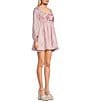 Color:Blush - Image 3 - Long Sleeve Rosette Front Mini Dress