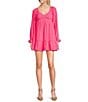 Color:Hot Pink - Image 1 - Long Sleeve Smocked Babydoll Dress