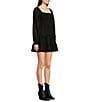 Color:Black - Image 3 - Long Sleeve Smocked Tiered Fit-And-Flare Dress
