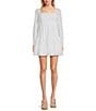 Color:White - Image 1 - Long Sleeve Smocked Tiered Fit-And-Flare Dress