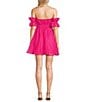 Color:Fuchsia - Image 2 - Off-The-Shoulder Sleeveless Checkered Print Organza Dress