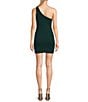 Color:Hunter Green - Image 2 - One-Shoulder Feather Trim Bodycon Dress