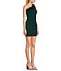 Color:Hunter Green - Image 3 - One-Shoulder Feather Trim Bodycon Dress