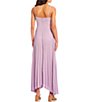 Color:Lavender - Image 2 - Sleeveless Spaghetti Strap V-Neck Empire Waist Pleated Chiffon Maxi Dress