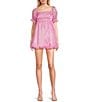 Color:Barbie Pink - Image 1 - Puff Sleeve Babydoll Organza Dress