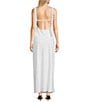 Allison & Kelly Satin 3D Floral Spaghetti Strap Scoop Neck Dress, Color:White - Image 2
