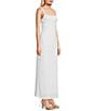Allison & Kelly Satin 3D Floral Spaghetti Strap Scoop Neck Dress, Color:White - Image 3