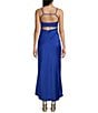 Allison & Kelly Satin Bar Back Long Dress, Color:Royal - Image 2