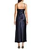 Allison & Kelly Satin Lace Trim V-Neck Spaghetti Strap Dress, Color:Navy - Image 2