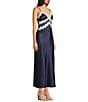 Allison & Kelly Satin Lace Trim V-Neck Spaghetti Strap Dress, Color:Navy - Image 3