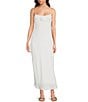 Allison & Kelly Satin Scoop Neck Spaghetti Strap Rosette Back Cut Out Slip Dress, Color:White - Image 1