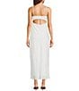 Allison & Kelly Satin Scoop Neck Spaghetti Strap Rosette Back Cut Out Slip Dress, Color:White - Image 2